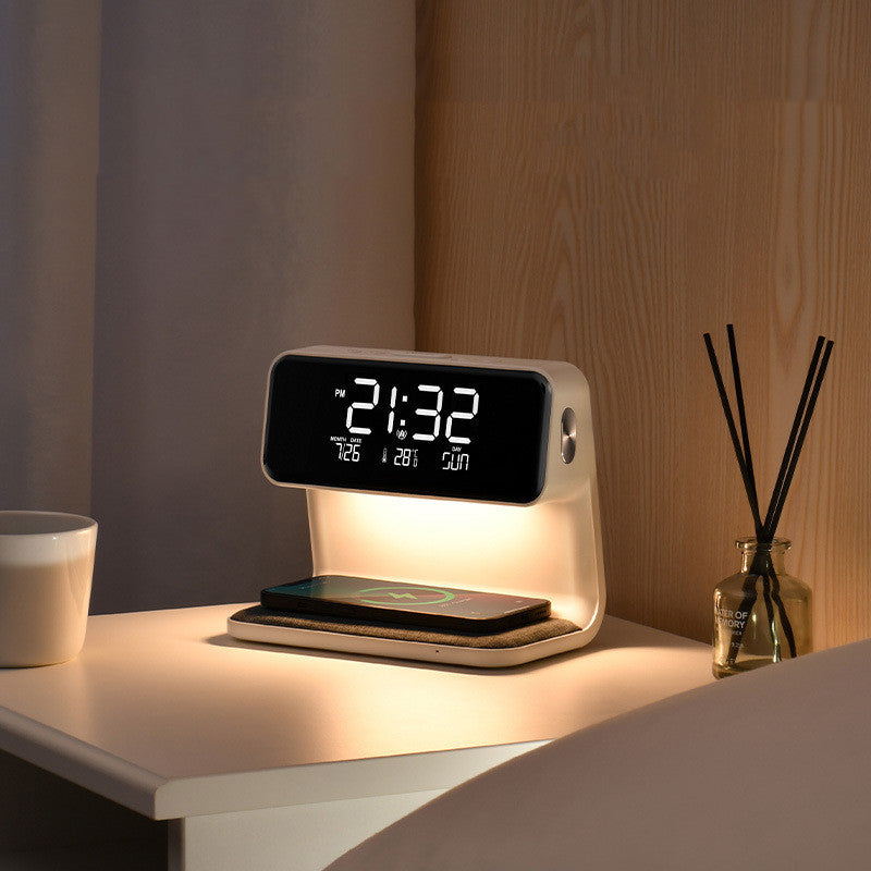Creative 3-in-1 Bedside Lamp with Wireless Charging, LCD Alarm Clock