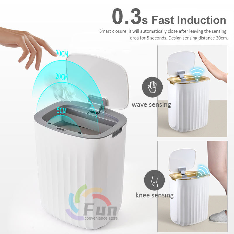 Smart Trash Can with Lid, Automatic Induction for Bedroom, Kitchen