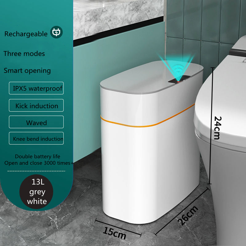 Smart Trash Can with Lid, Automatic Induction for Bedroom, Kitchen