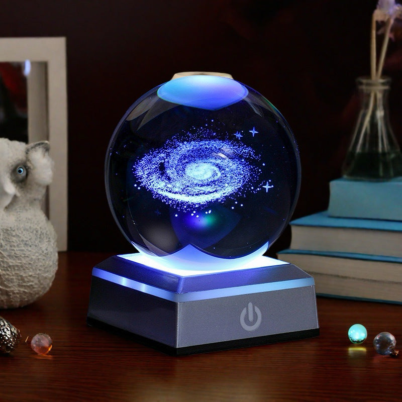 Creative 3D Carved Crystal Ball Night Light