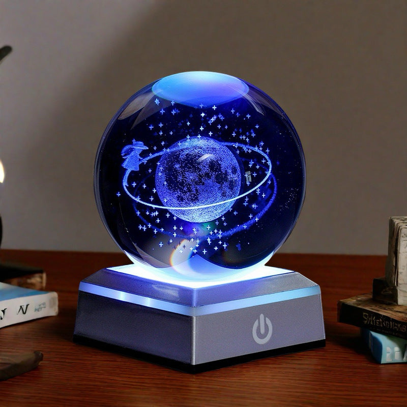 Creative 3D Carved Crystal Ball Night Light