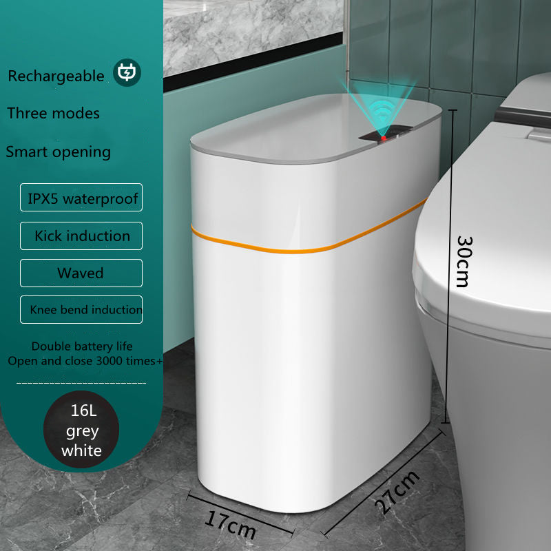 Smart Trash Can with Lid, Automatic Induction for Bedroom, Kitchen