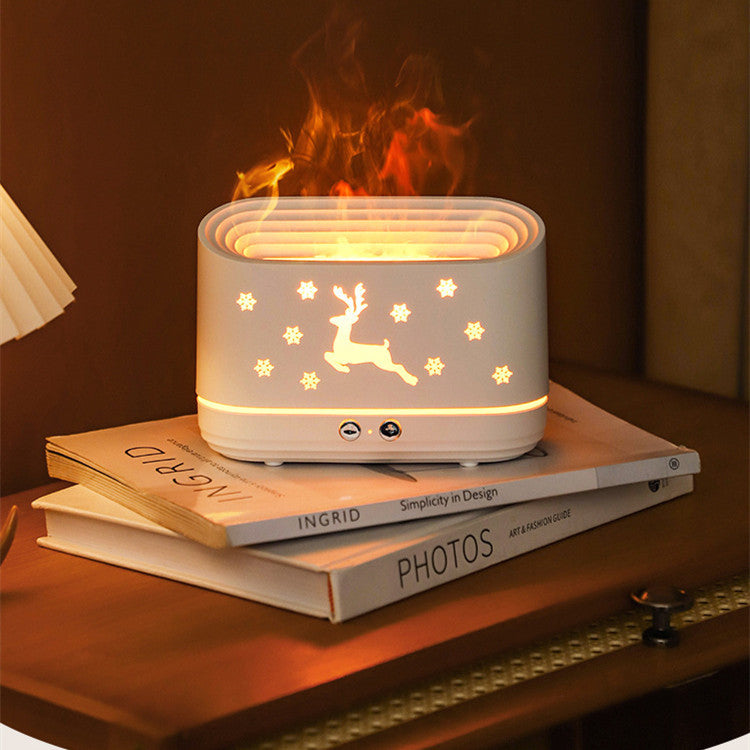 Elk Flame Humidifier Diffuser, Mute Household Atmosphere Lamp for Christmas Decor