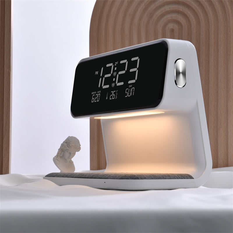 Creative 3-in-1 Bedside Lamp with Wireless Charging, LCD Alarm Clock