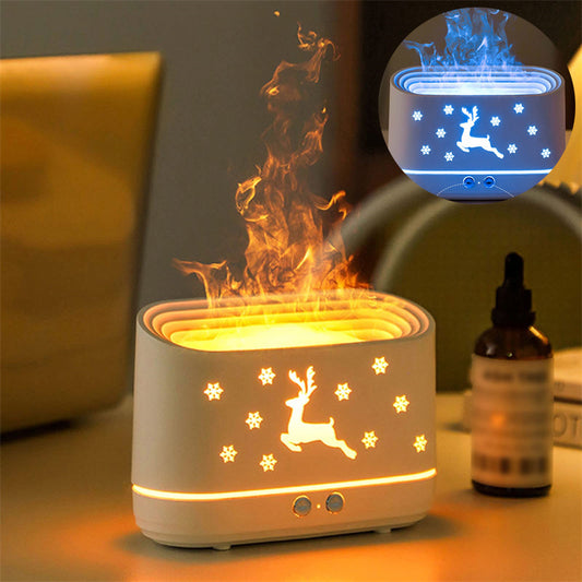 Elk Flame Humidifier Diffuser, Mute Household Atmosphere Lamp for Christmas Decor