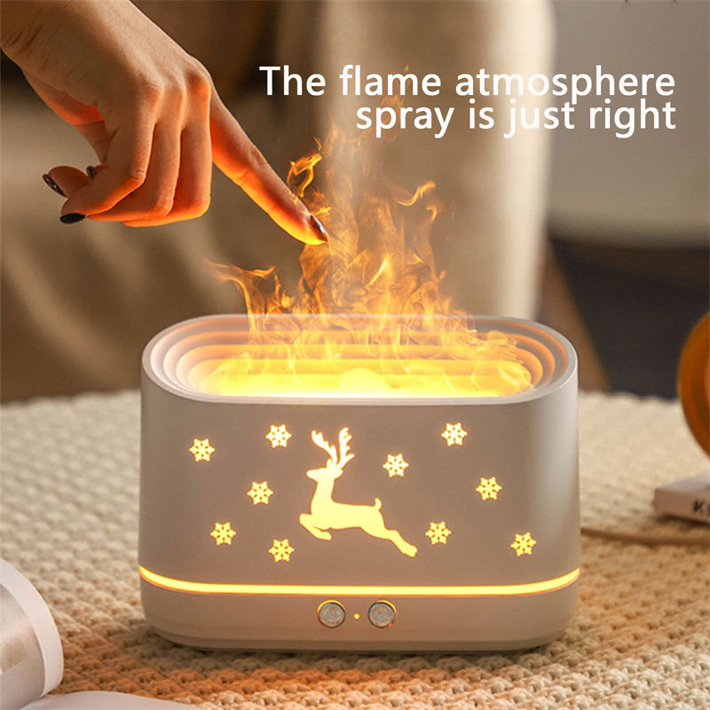Elk Flame Humidifier Diffuser, Mute Household Atmosphere Lamp for Christmas Decor