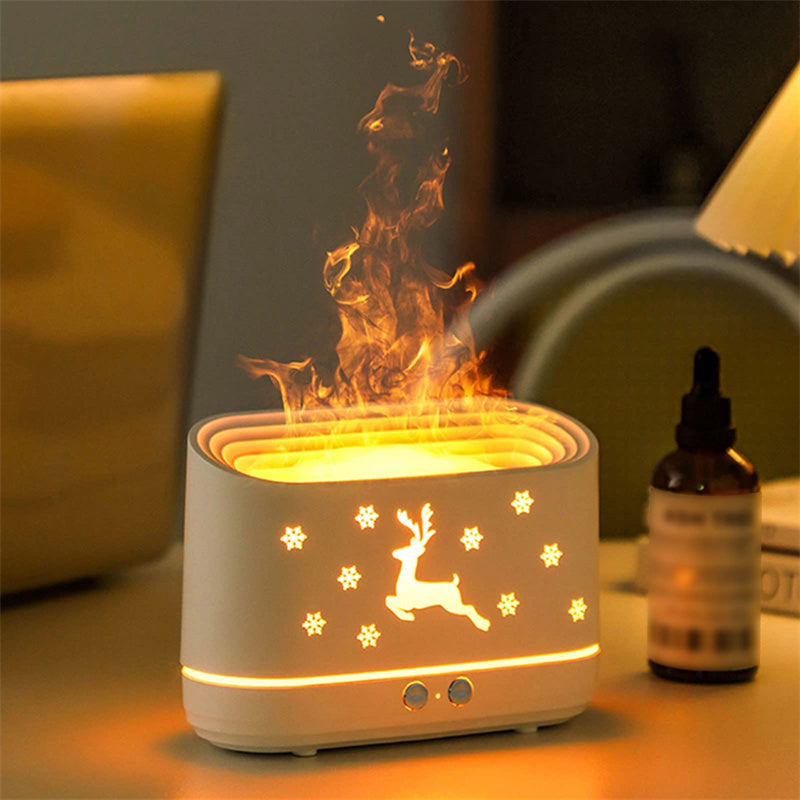 Elk Flame Humidifier Diffuser, Mute Household Atmosphere Lamp for Christmas Decor