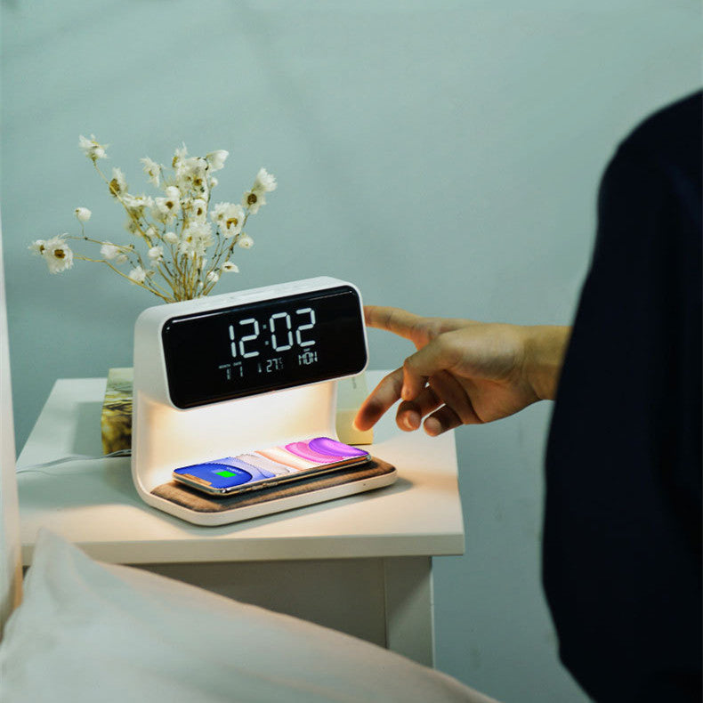 Creative 3-in-1 Bedside Lamp with Wireless Charging, LCD Alarm Clock