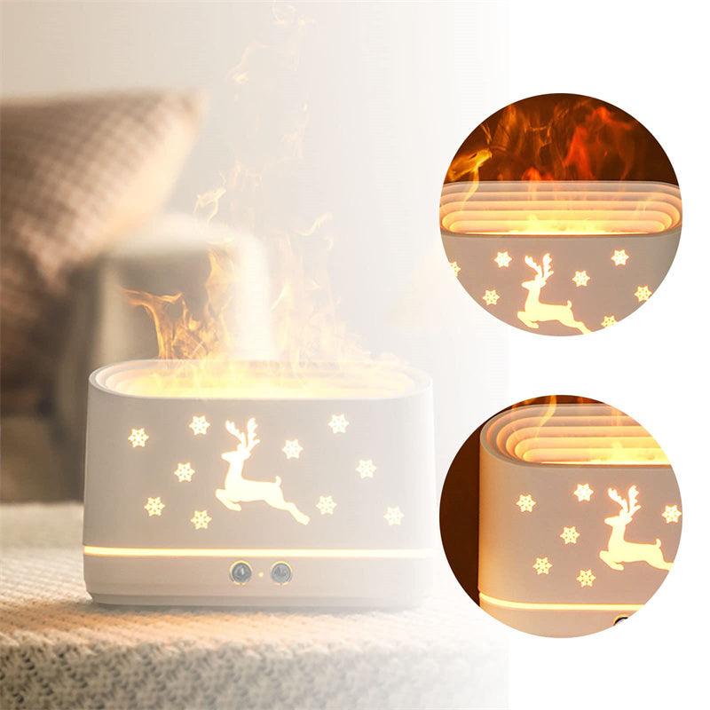 Elk Flame Humidifier Diffuser, Mute Household Atmosphere Lamp for Christmas Decor