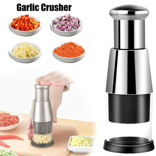 Garlic Crusher & Onion Chopper, Manual Vegetable Chopper and Squeezer Kitchen Gadget